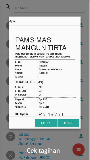 Aplikasi Pencatatan Air PAM versi Mobile